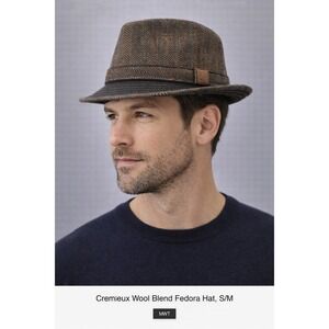 NWT Cremioux Collection Men's Herringbone Wool Blend Fedora Hat Size S/M‎